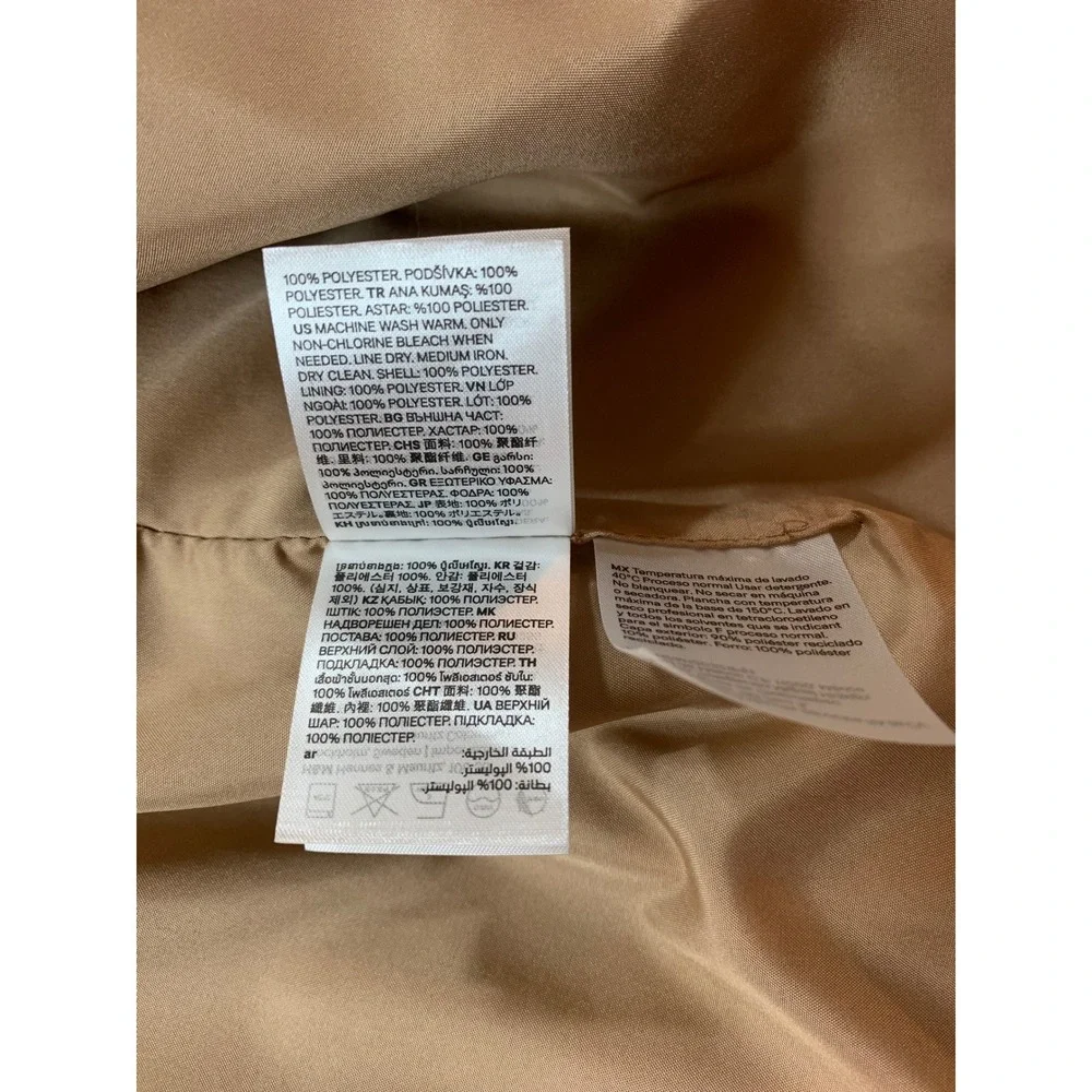H&M Divided Camel Tan Belted Wrap Coat Notched Lapel XL NEW